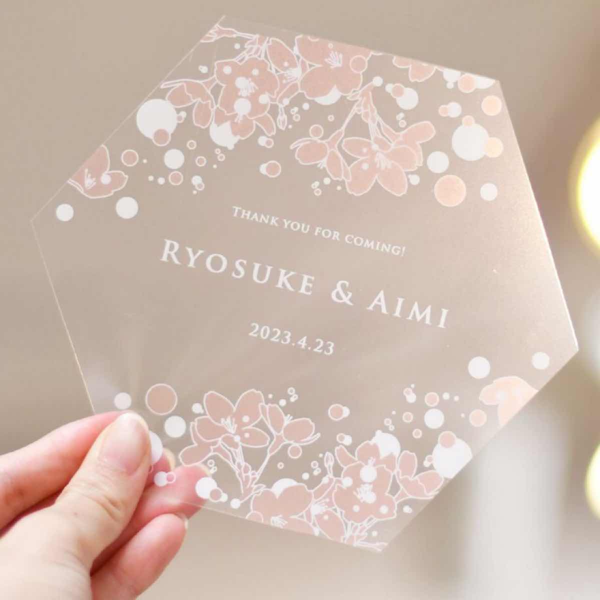 結婚式で使うフェイスシールド　桜