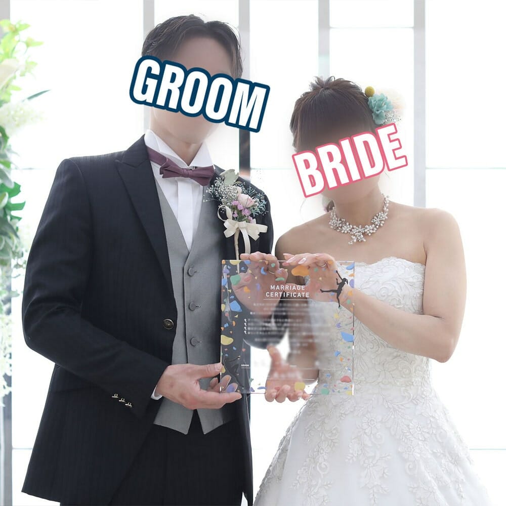 ファルベで作ったオリジナルのアクリル結婚証明書　ボルダリング風