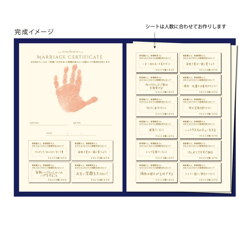 お子様の手形入り結婚証明書