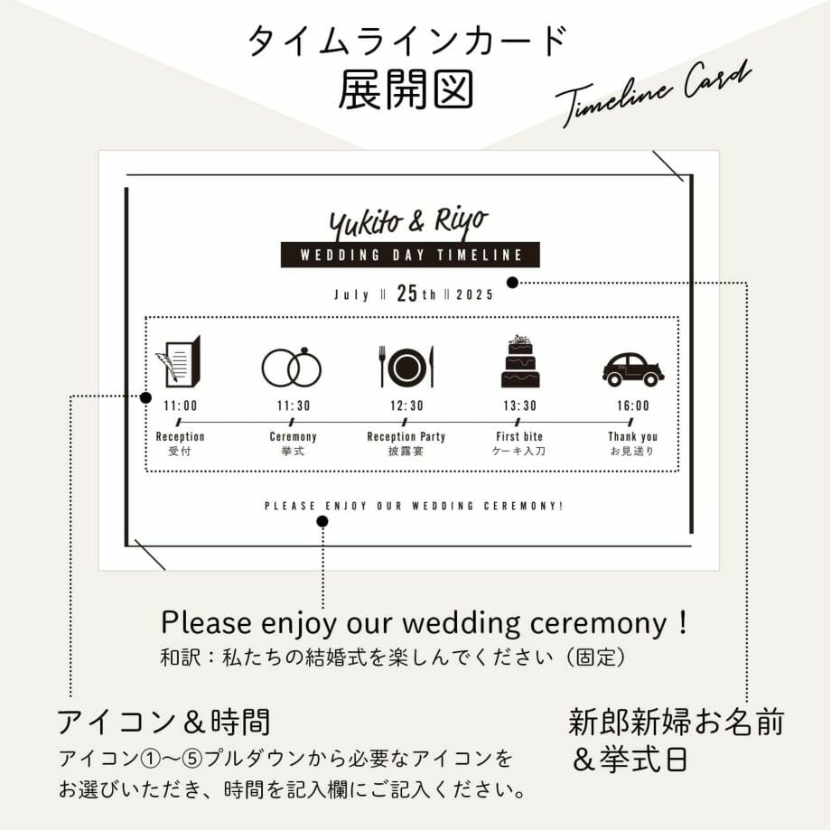 結婚式当日の予定が一目でわかるタイムライン