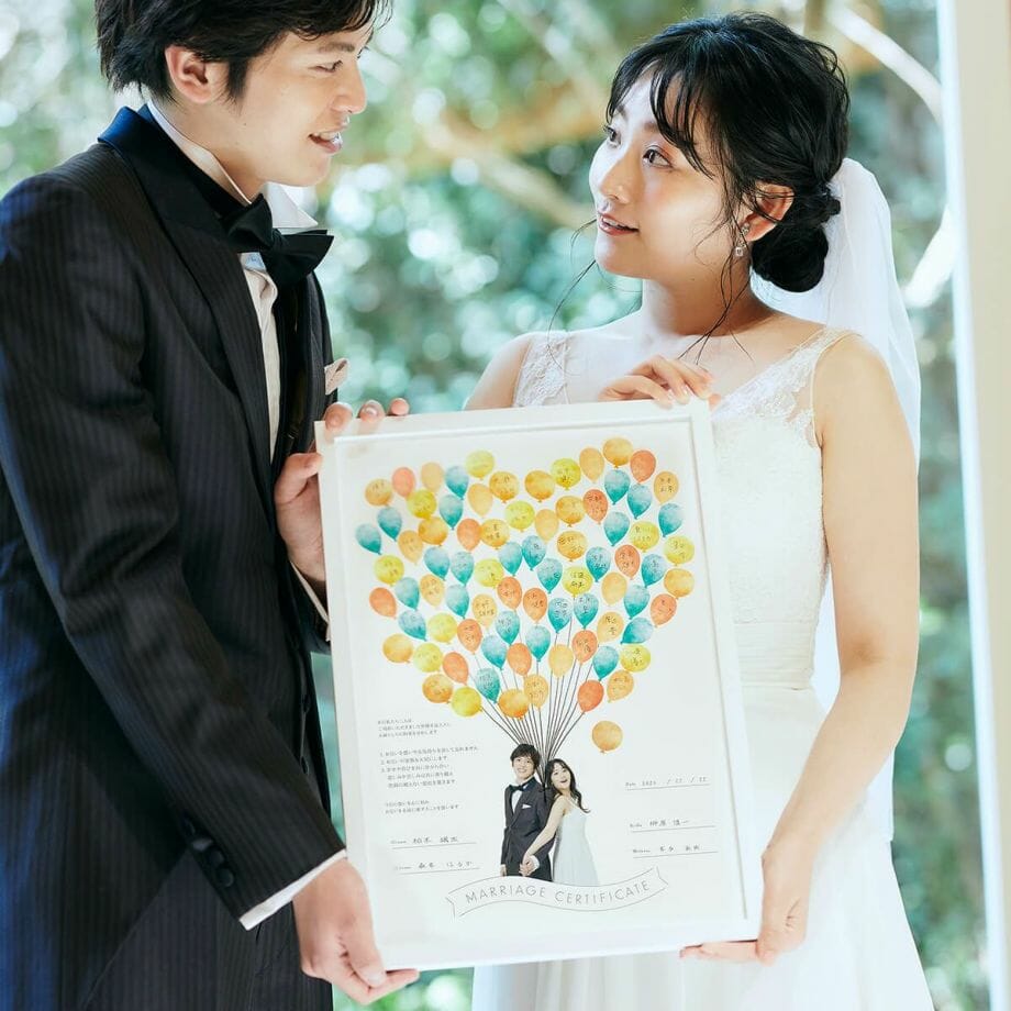 切り抜き写真を入れた結婚証明書