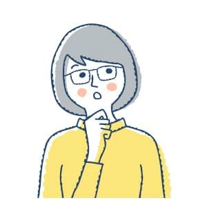 顎に手を置き頭をかしげている女性イラスト