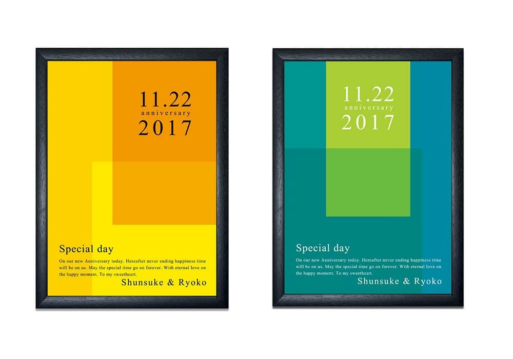 記念日を飾るをコンセプトにしたグラフィックデザインウェルカムボード