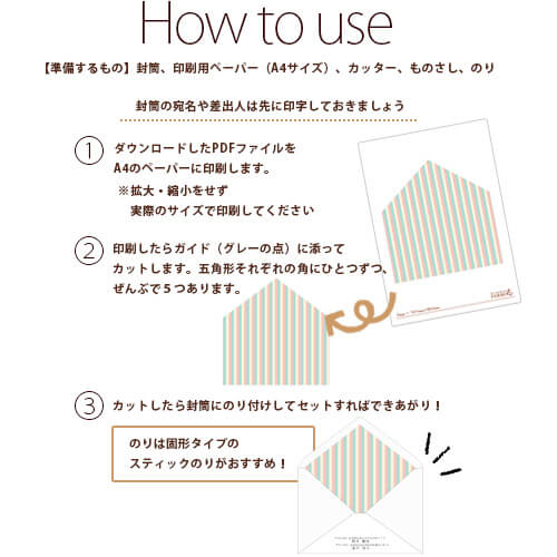 封筒飾り紙テンプレートの使い方