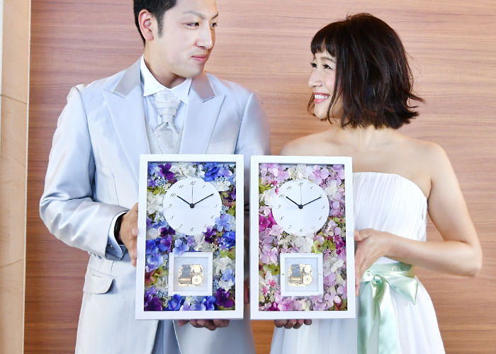 結婚式の両親贈呈品花時計オルゴール付